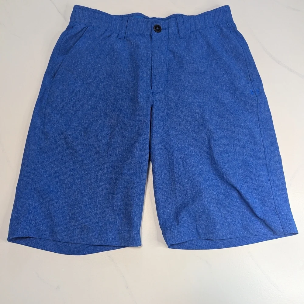 Under Armour Mens Match Play Vented Golf Shorts 30 Blue Elastic Waist Heatgear